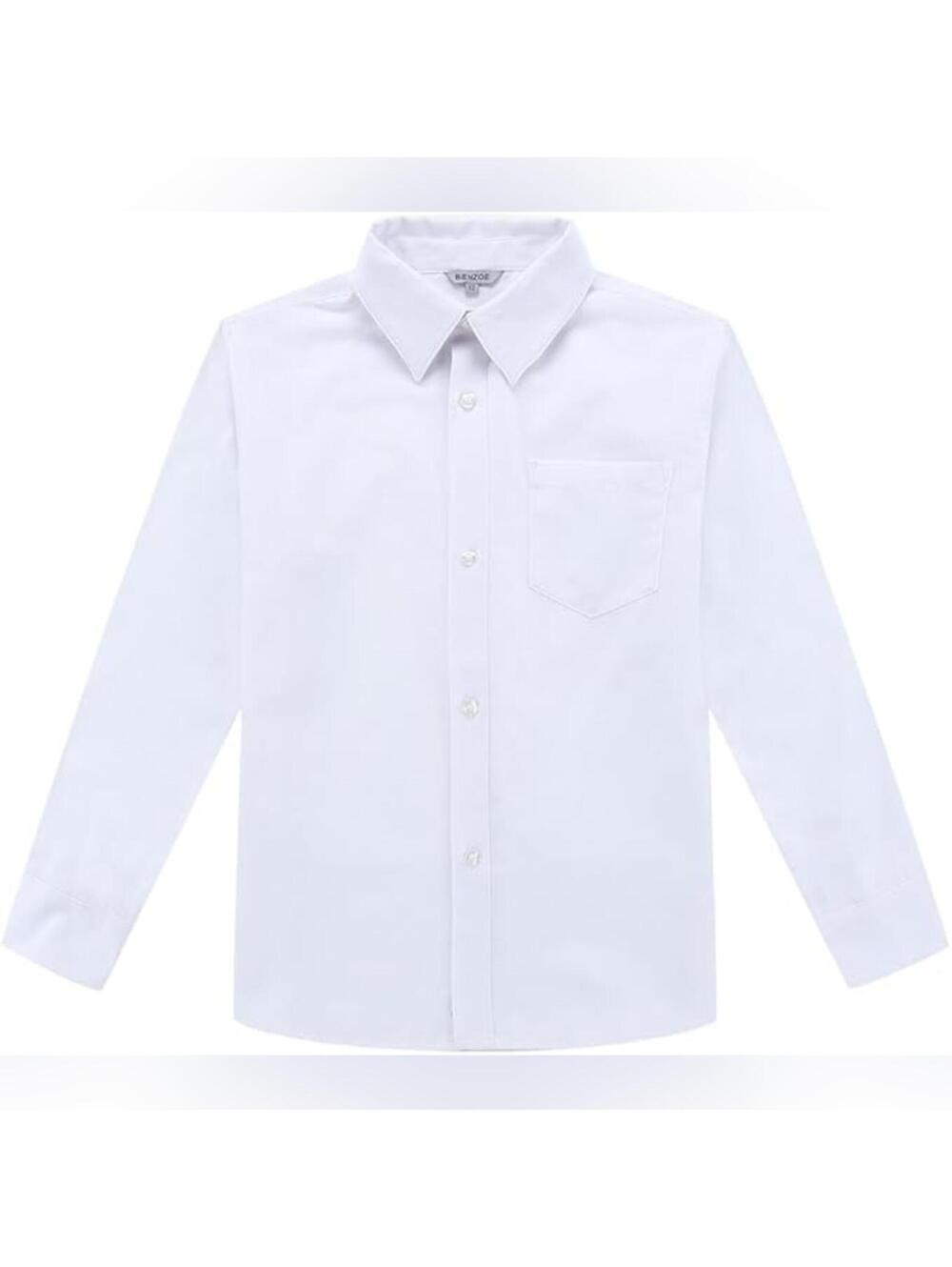 NWT Bienzoe Boys Button Down School Uniform Long Sleeve Shirt, 16